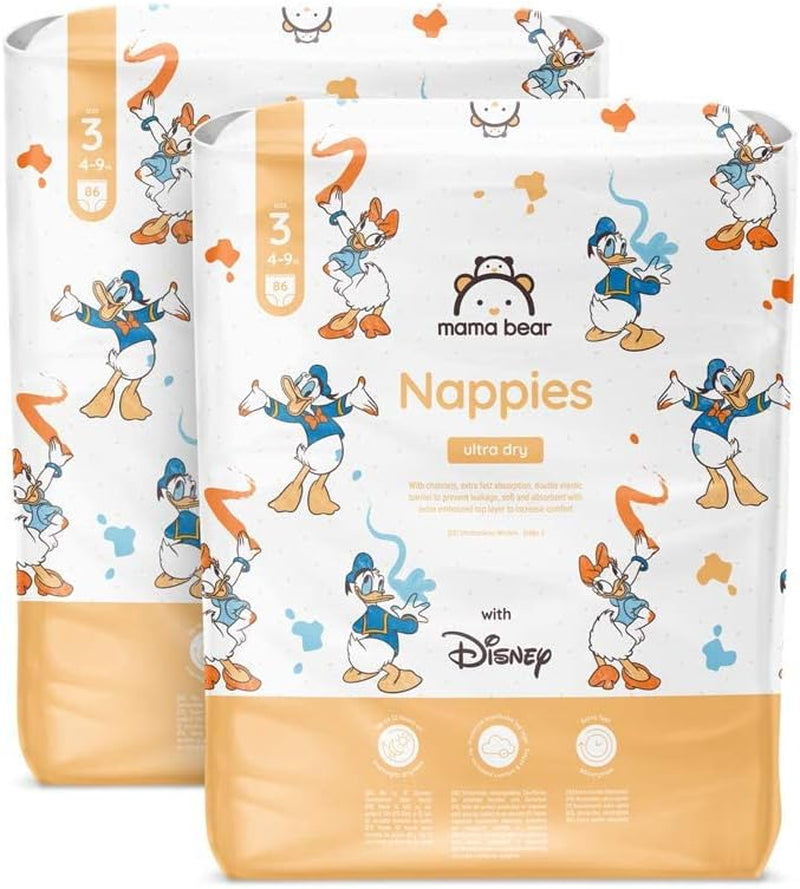 Amazon márka: Mama Bear Disney Ultra Dry pelenkák, 3-as méret (4-9 kg) - Havi doboz, fehér, 172 darab (2 86 darabos csomag)