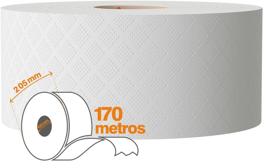 Hârtie igienică Renova Jumbo BLK, 12 role la 170 M, hârtie albă, 2 straturi