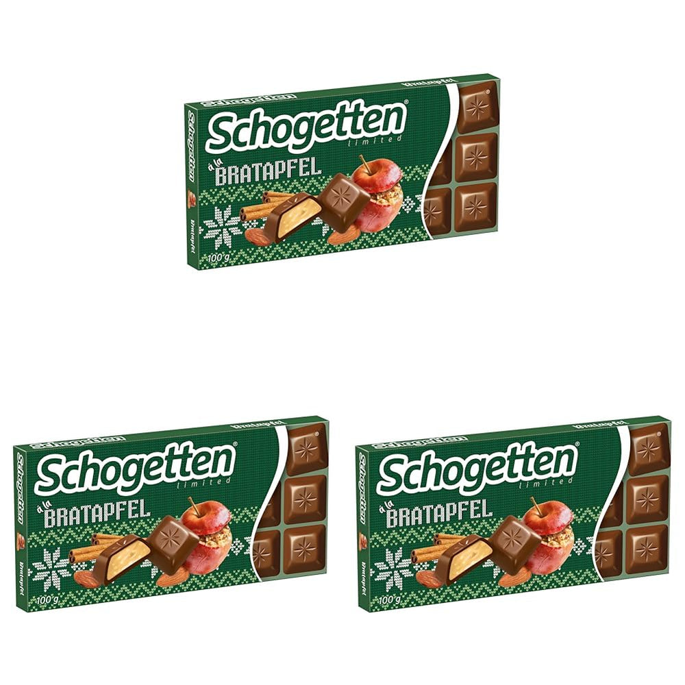 Schogetten Winter Edition érett almával I Csokoládé tábla 100g I tejcsokoládéval és kényelmes darabokban