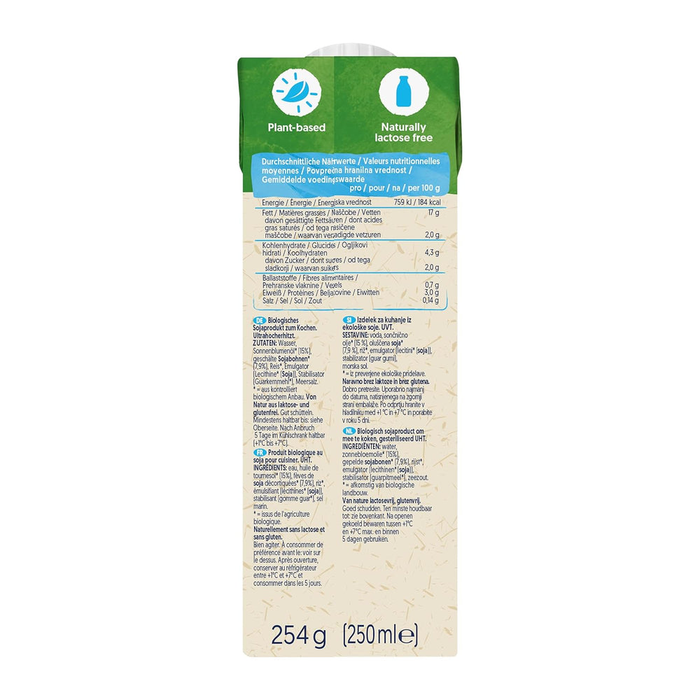 Alpro Bio Cooking Soya – Vegán Bio Kochcreme – 15 x 250 ml