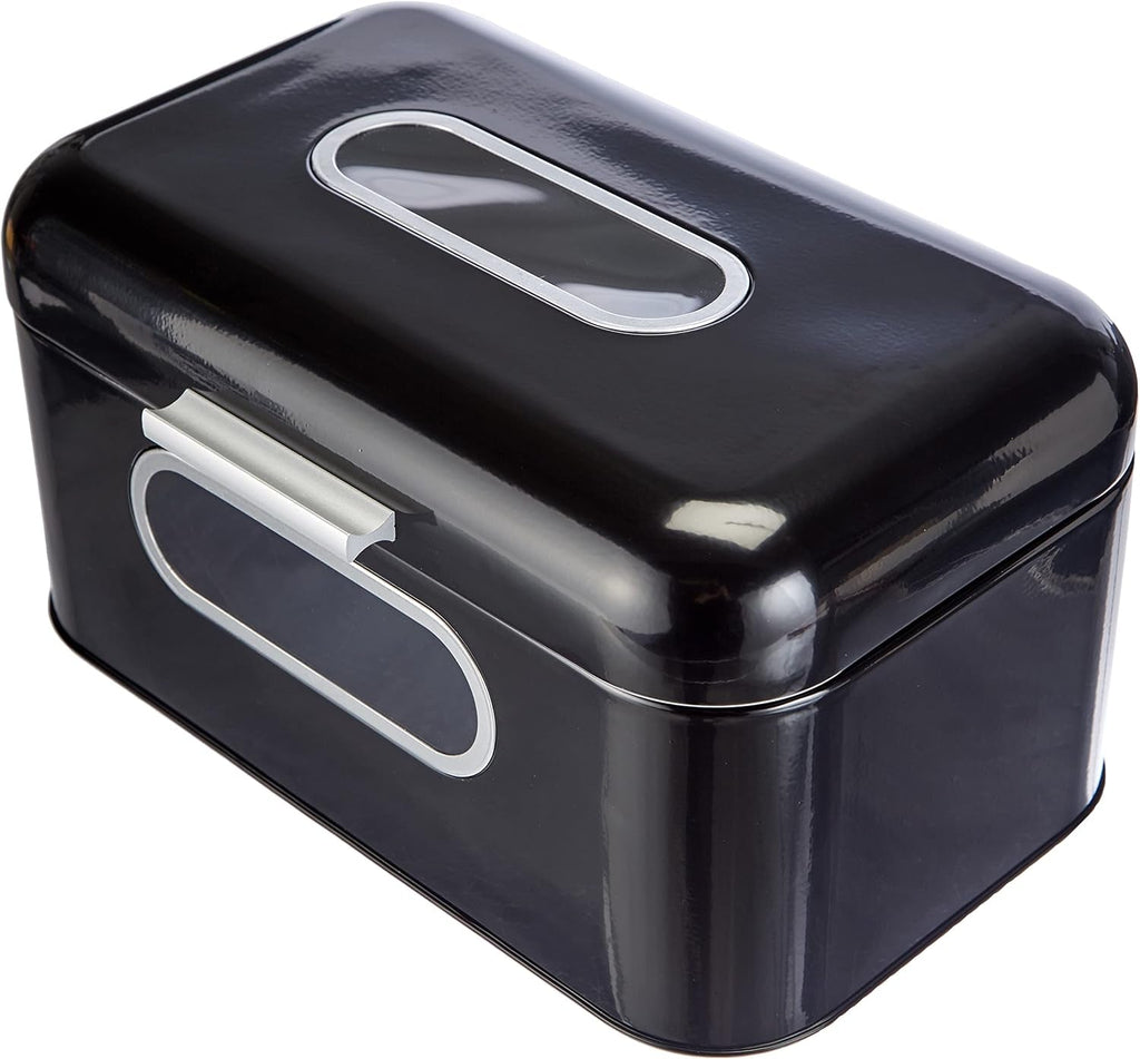 ECHTWERK coș metalic retro pentru pâine cu fereastră de vizualizare și capac, set de 3 cutii de depozitare elegante, capacitate 1,4 litri, roșu Cutii depozitare alimente Naty Shop Negru S Singur