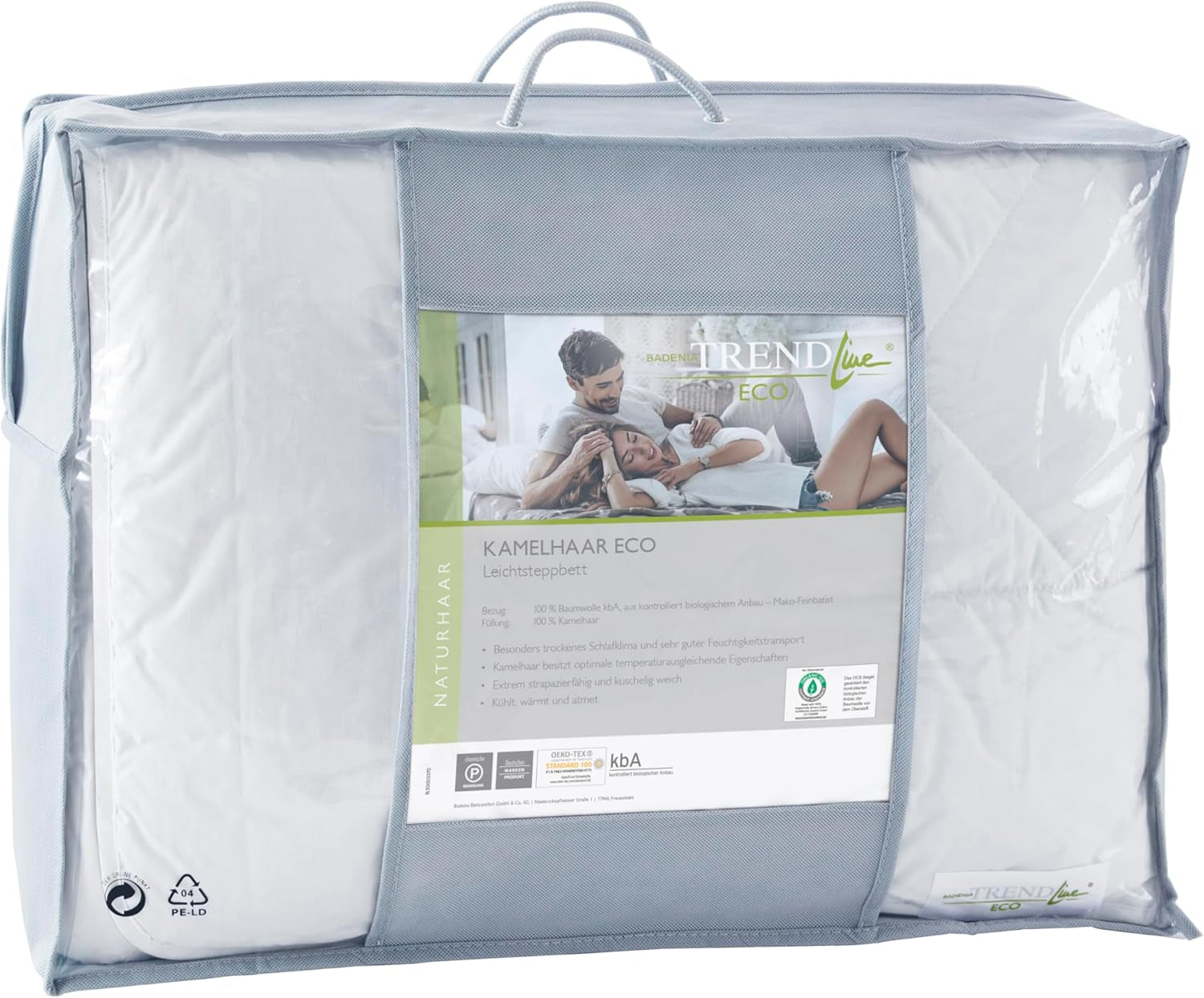 Badenia Trendline Eco Quilt Camel Lightweight 155 X 220 cm, fehér, Öko-Tex minősítéssel, német minőségi szabvány szerint gyártva Paplanok és paplanok Naty Shop