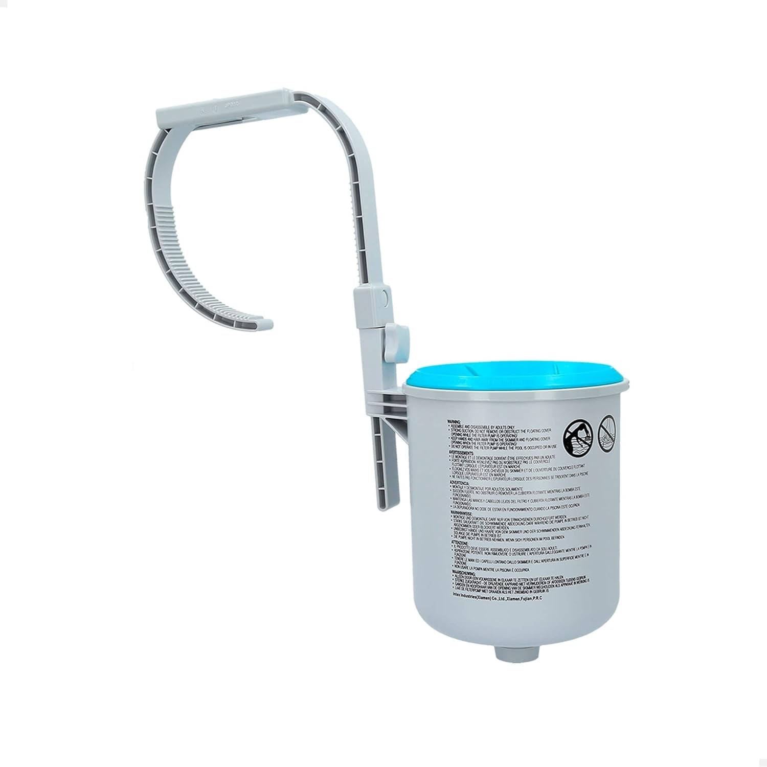 Négyszögletes keretes medence - Aufstellpool, kék - 220 x 150 x 60 cm és Oberflächenskimmer - Deluxe Oberflächenskimmer zur Wandmontage - Hängeskimmer, szürke
