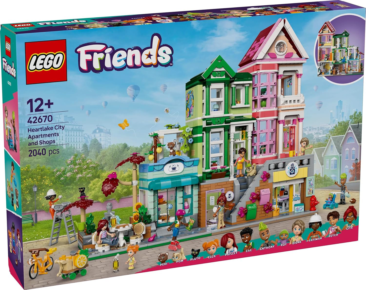 LEGO Friends Heartlake City Living and Shopping Street, set de construcție pentru jocuri de rol cu 9 personaje (inclusiv 7 minifigurine) și 3 pisici, cadou pentru fete și adolescenți, casă de jucării 42670 Seturi de constructie Besuche den LEGO-Store
