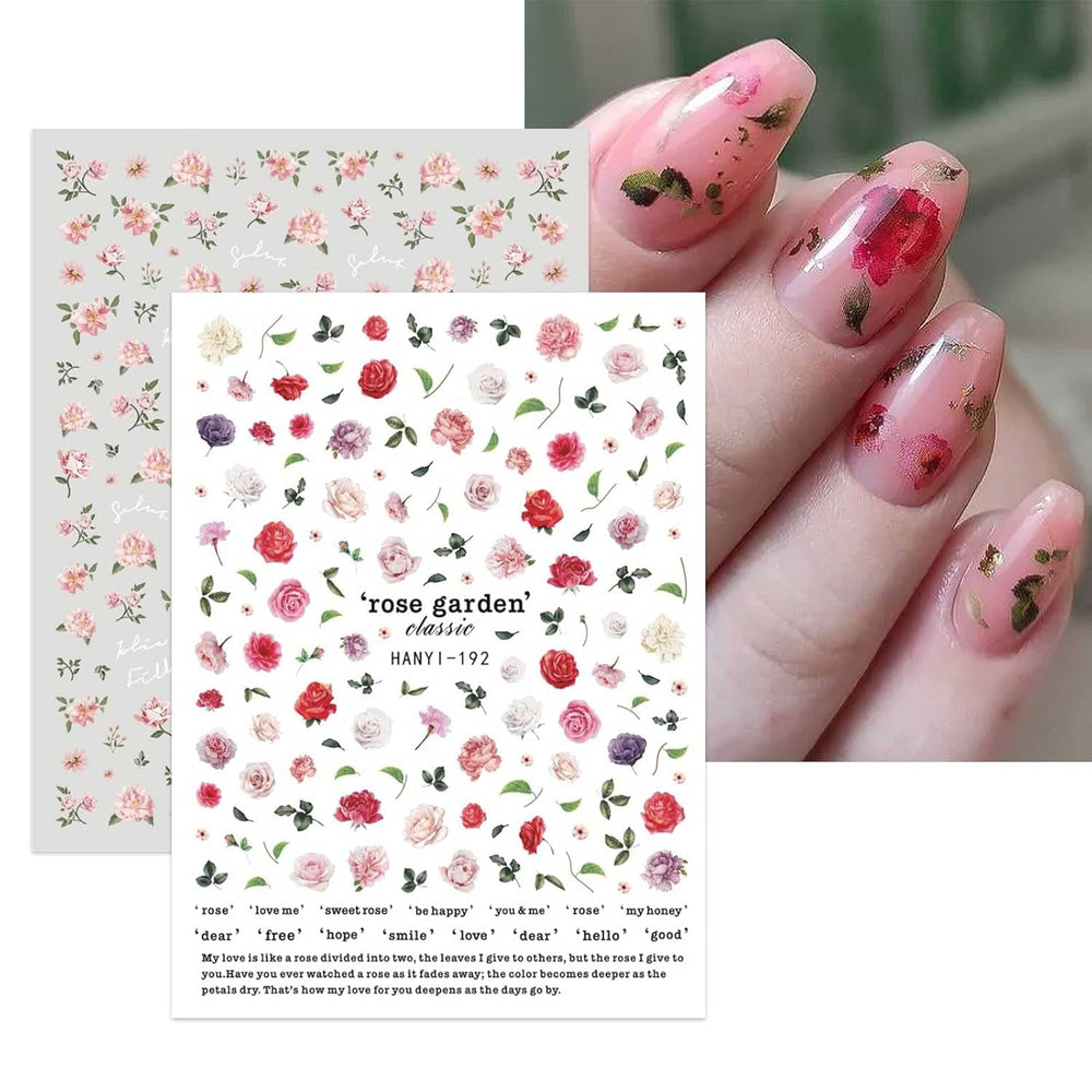 JMEOWIO Nagelsticker Frühling Blumen 10 Blatt Nail Art Sticker Selbstklebend Nagelaufkleber Buntes Sommer Blumen Dekoration Nageldesign Zubehör