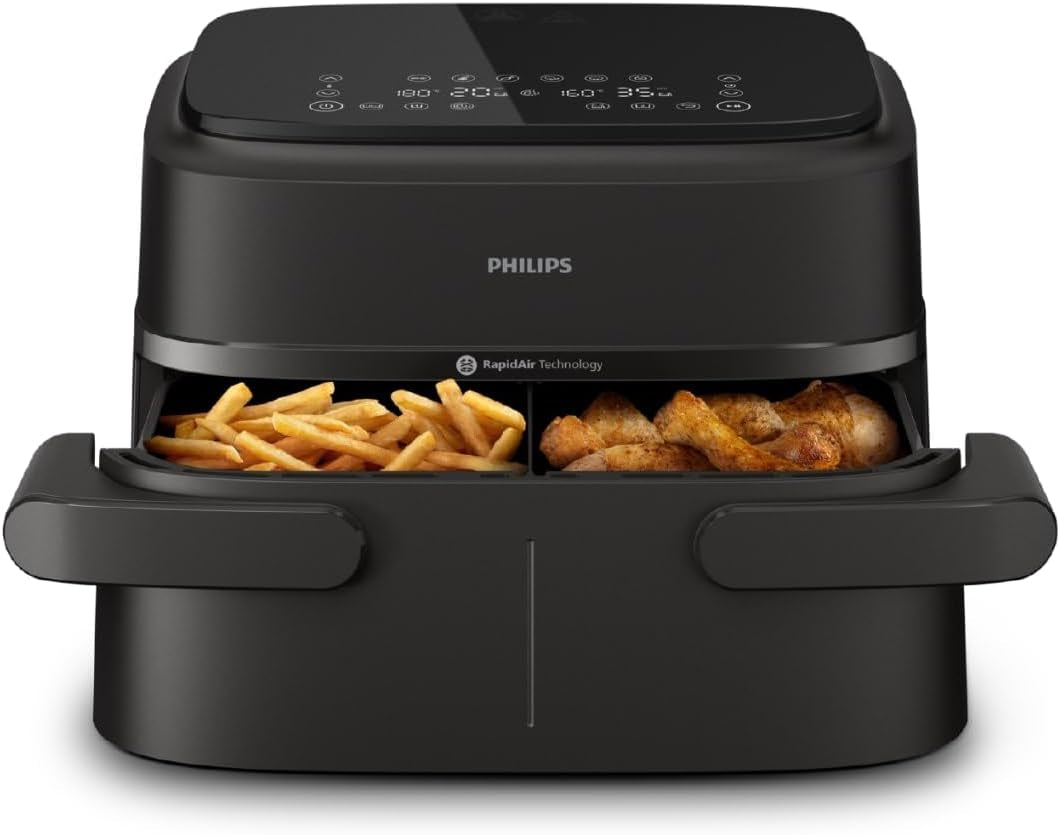 Philips Airfryer Dual Basket 3000 Series, 9 l, 2 kosár, 2 edény egyszerre, Rapidair plusz forró levegő technológia Berendezések Naty Shop Flex Basket 7,1 L