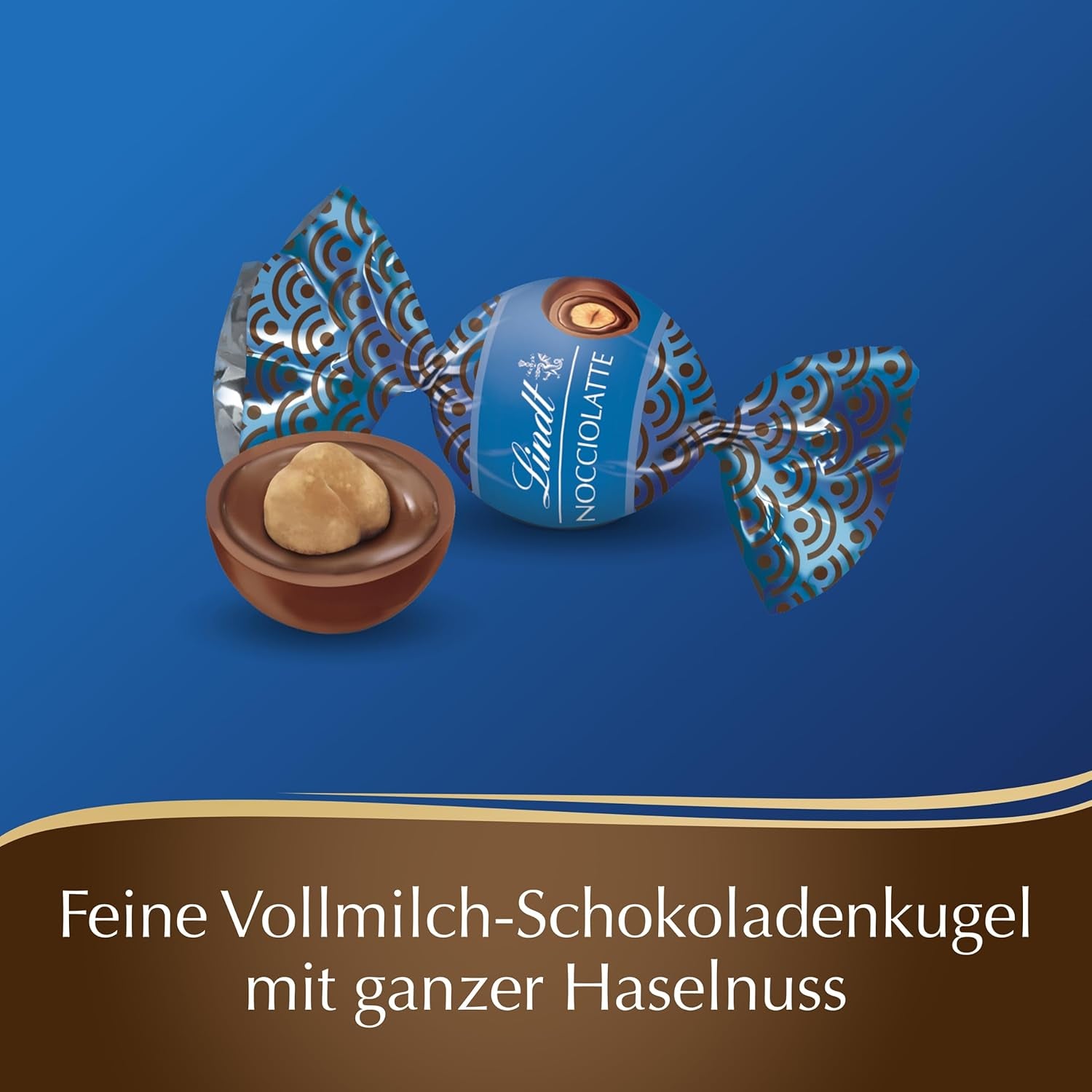 Lindt Roulette Ball Nocciolatte, tejcsokoládé mogyorókrémes töltelékkel és egész mogyoróval, 3000g