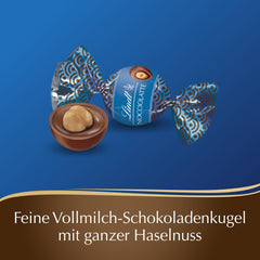 Lindt Roulette Ball Nocciolatte, tejcsokoládé mogyorókrémes töltelékkel és egész mogyoróval, 3000g