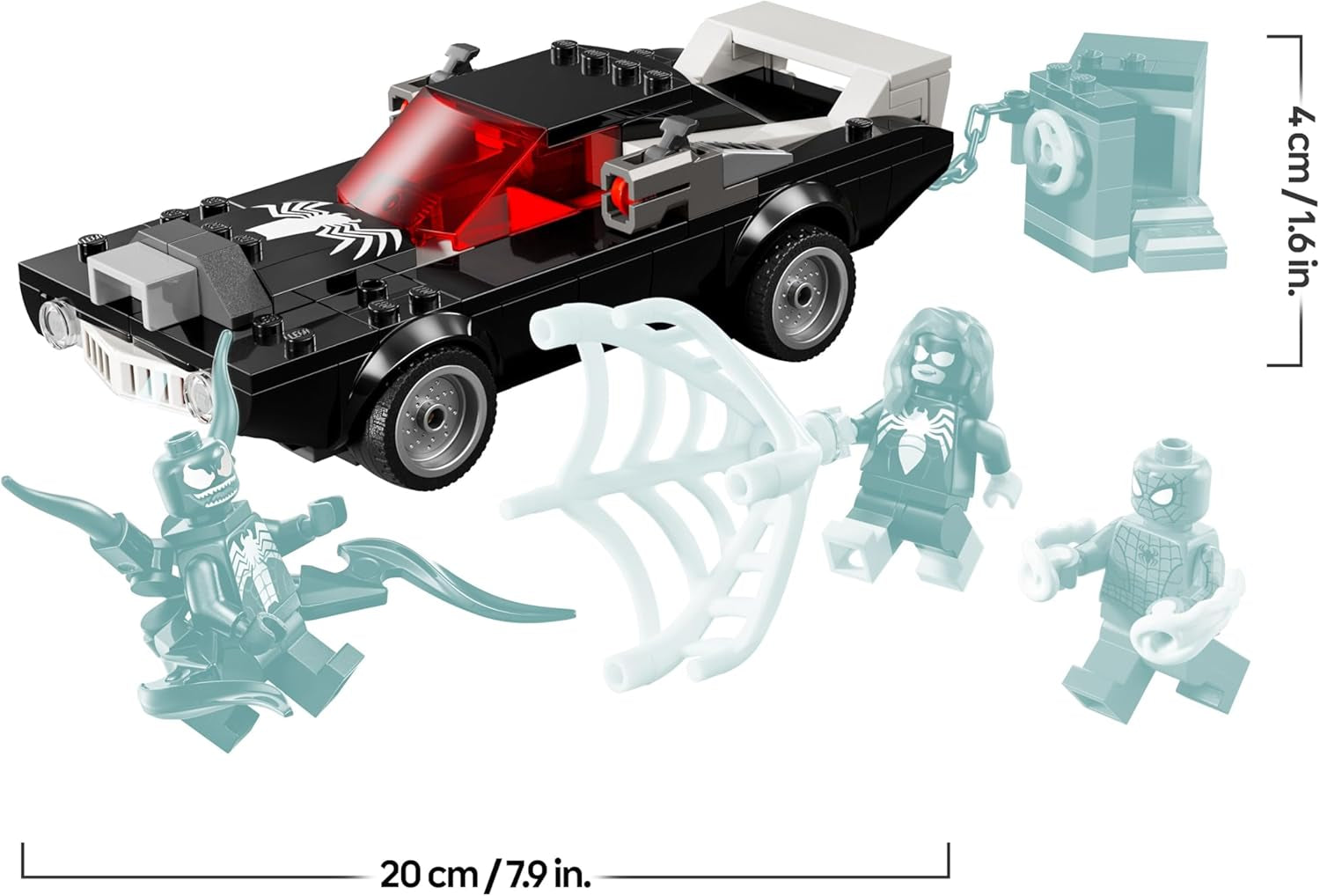 LEGO | Marvel Spider-Man Mech vs. Venom Muscle Car - Auto Spielzeug mit 3 Superhelden Minifiguren - Modellauto mit Shootern - Geschenk für Jungen und Mädchen ab 7 Jahren 76309