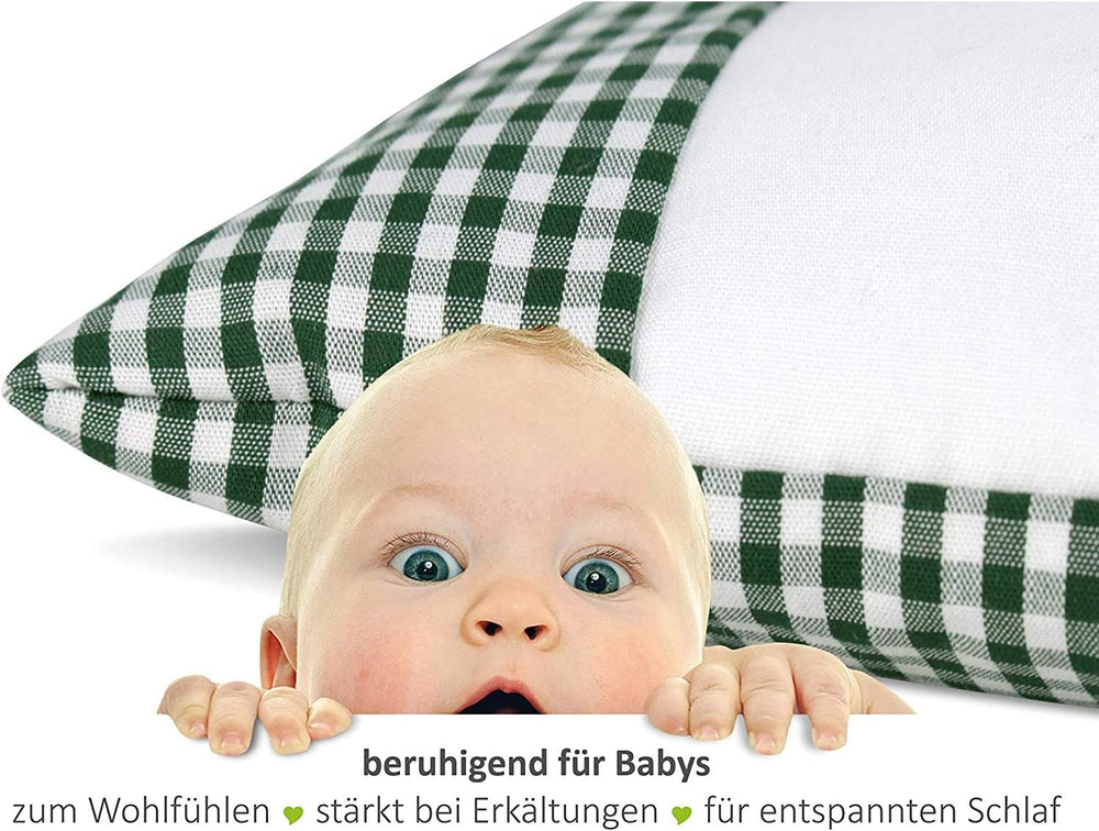 Gözze - Pernă parfumată cu ierburi, umplutură din amestec de ierburi 200G, capac din bumbac 100%, 30 X 20 Cm - Verde carouri Perne standard Naty Shop