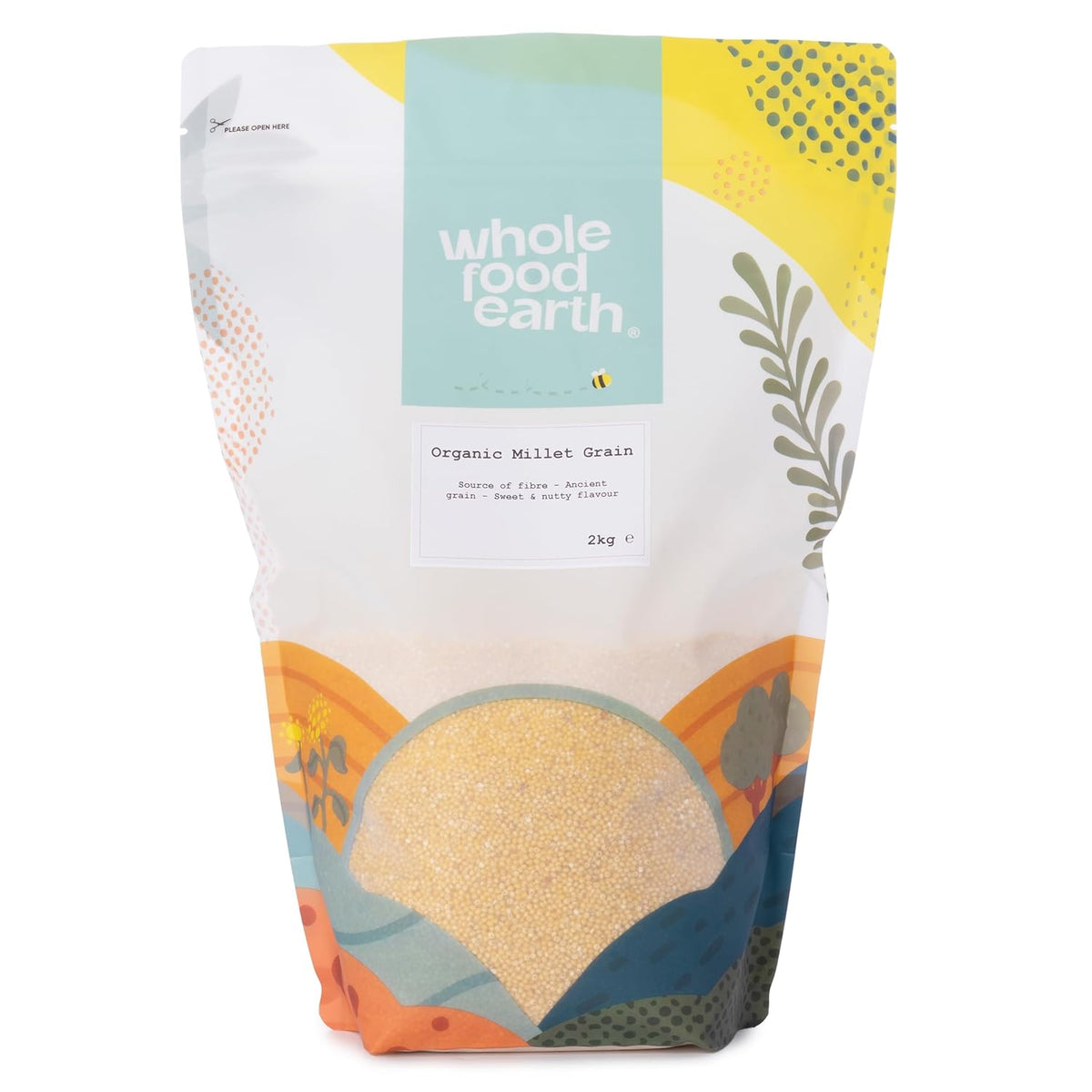 Köles bio Wholefood Earth 2 kg | Nem GMO | Vegán | Rostban gazdag | Tanúsított bio