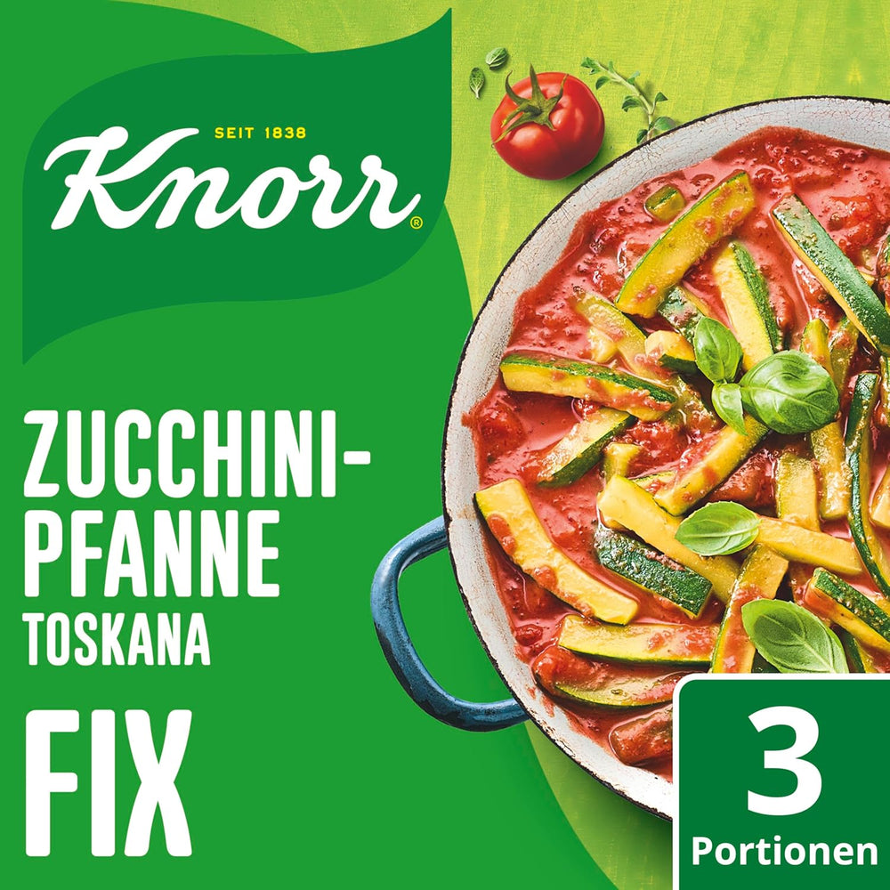 Knorr Fix Veggie Würzmischung Cukkini-Pfanne Toskana mit Gemüse für eine leckeres Gericht ohne geschmacksverstärkende Zusatzstoffe 3 Portionen