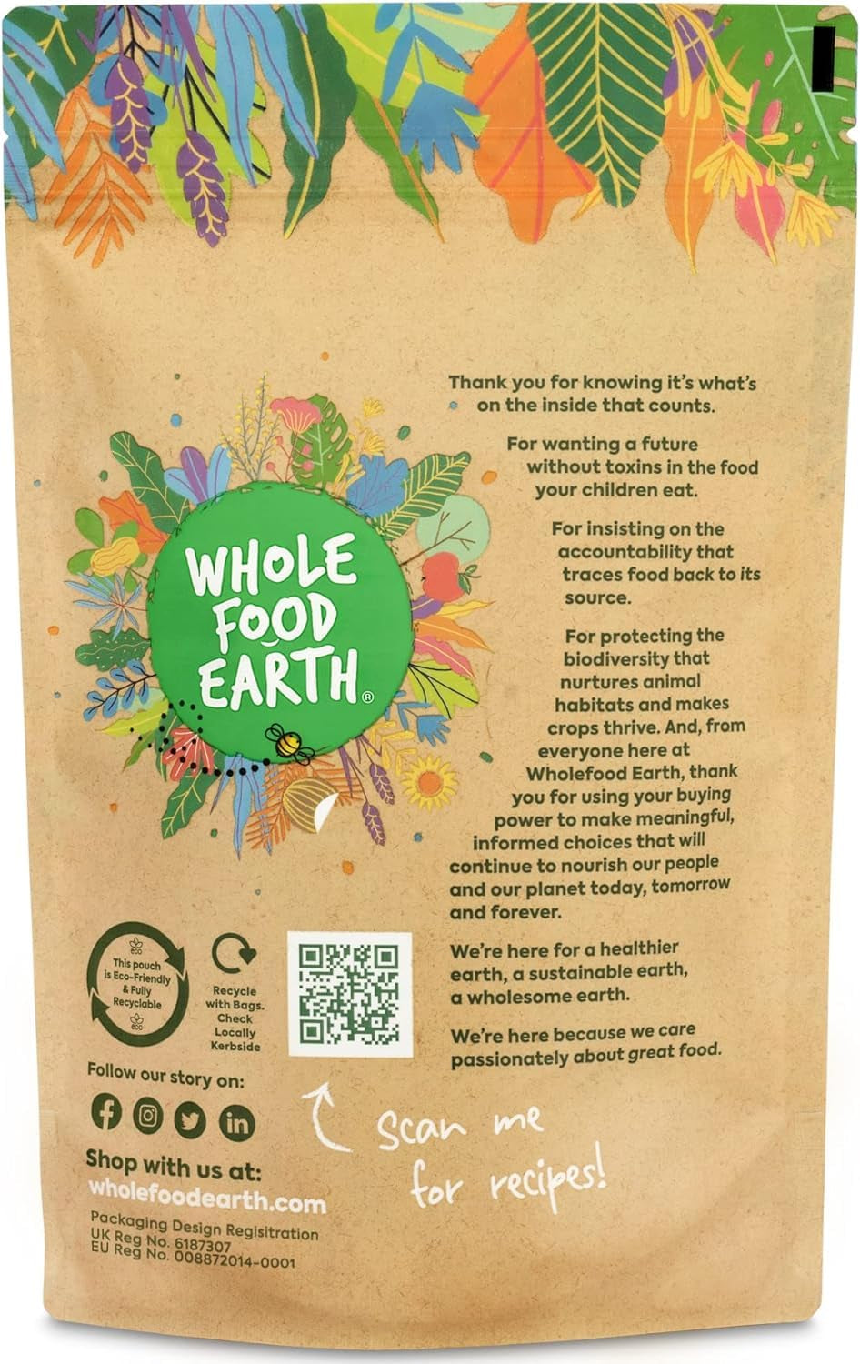 Wholefood Earth bio hajdinaliszt 1kg | Kegyetlen | Nem GMO | Vegán | Tanúsított bio