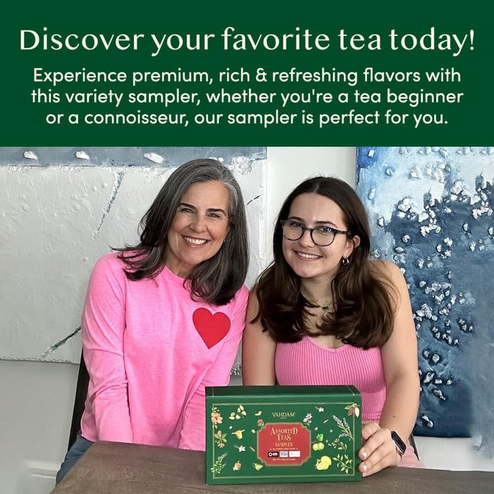 VAHDAM, set cadou cu sortimente de ceai - set de 10 ceaiuri | Ingrediente 100% naturale | Set cadou cu ceai vrac | Ceai negru, ceai verde, ceai Oolong, ceai Chai, ceai alb | Ceai vrac | Set cadou cu set de ceaiuri de probă