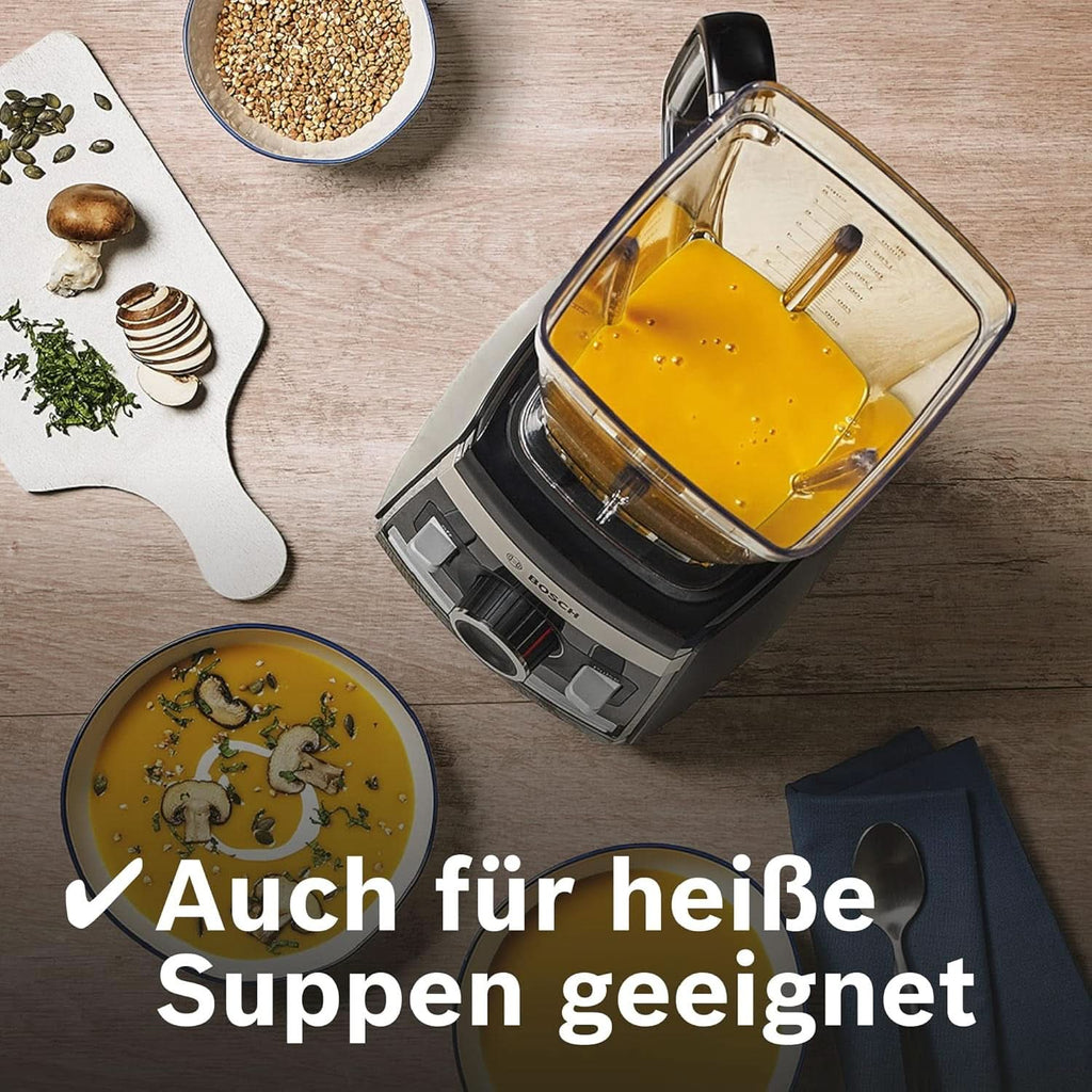 Bosch Standmixer Vitaboost MMBH6P6BDE, 6-Klingen-Edelstahlmesser, 2,5L Tritan-Mixbehälter, Stopfer, 6 Automatikprogramme, Rezeptbuch, Bpa-Frei, Einfache Reinigung, 45,000 U/Min, 1600 W, Schwarz Bucatarie Naty Shop