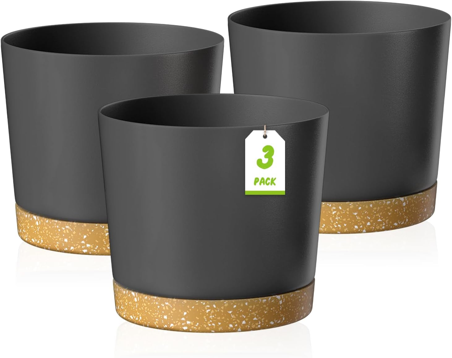 Ghiveci de flori ZMTECH cu diametrul de 25 cm pentru plante de apartament, ghivece de flori din plastic cu farfurie și găuri de drenaj, ghivece rotunde pentru plante de interior și exterior (set de 2, alb)