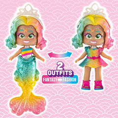 Mermaids Coral Meerjungfrauen-Puppe mit 1 Muscheltasche, 1 Meerjungfrauenschwanz, 1 Haustier, Kleidung, Accessoires und Schuhe