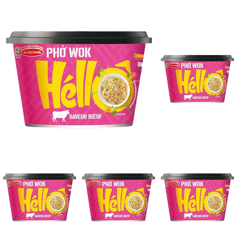 HELLO PHO WOK instant rizstészta, marhahús - 1 x 76 g
