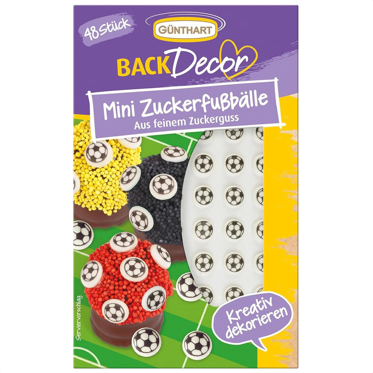 Günthart Backdecor 12 Fotbaliști de zahăr și mingi de fotbal, 21 grame Naty Shop Mingi de fotbal din zahăr