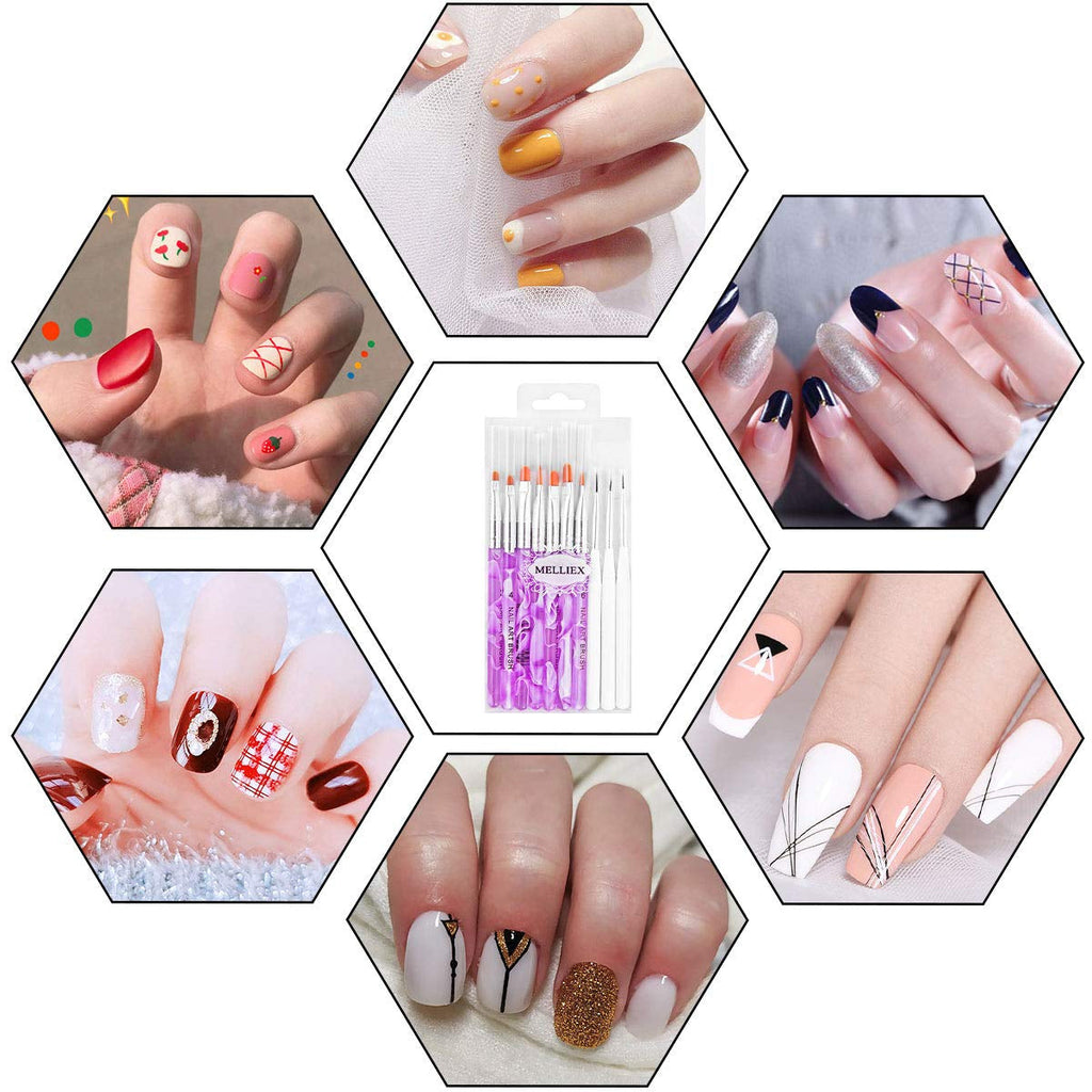 Nagel Pinsel Set, 10-Teilig Gelnägel Pinsel Nagellackstift Acrylpinsel Für UV Gel Nägel Acrylfingernägel Nailart Maniküre Nageldesign Zubehör