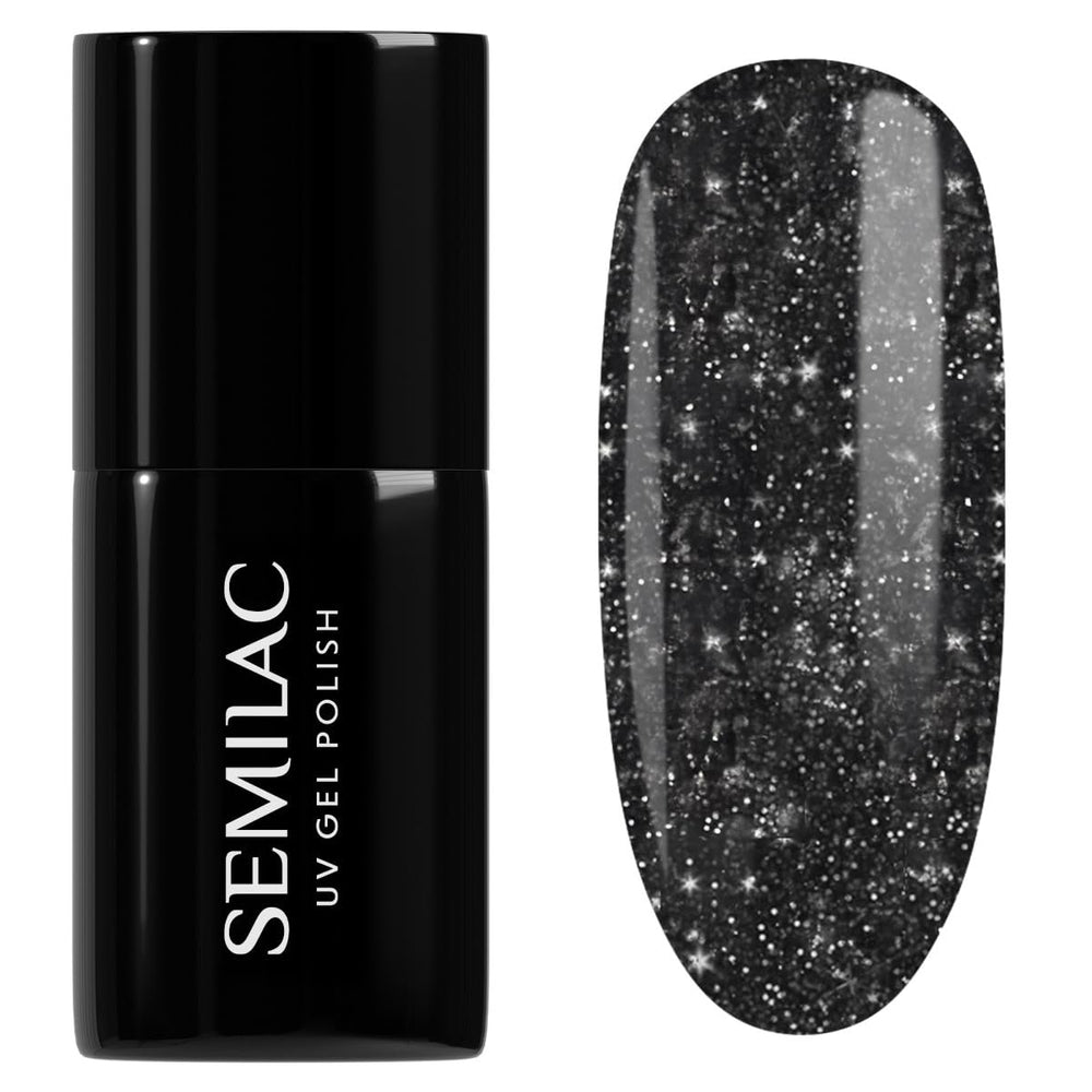 Semilac UV körömlakk 394 Sparkling Midnight Date 7 ml - Sötét éjszakai égbolt csillogó hatással - Love Is In The Nails kollekció