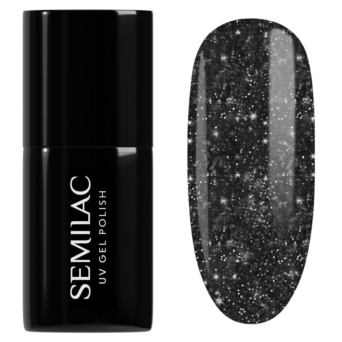 Semilac UV körömlakk 394 Sparkling Midnight Date 7 ml - Sötét éjszakai égbolt csillogó hatással - Love Is In The Nails kollekció
