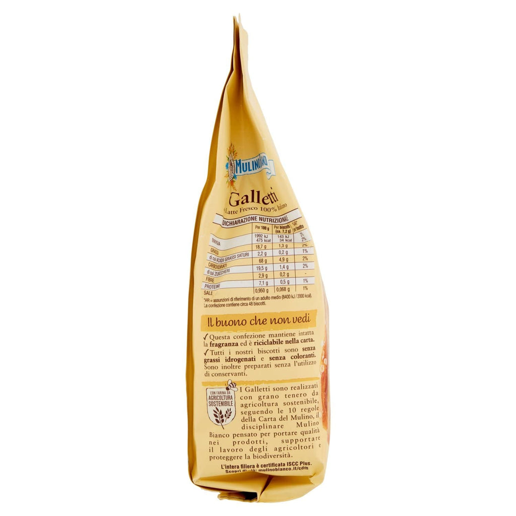 Biscuiți White Mill Frollini Galletti cu lapte proaspăt, 100% italieni, 350 g