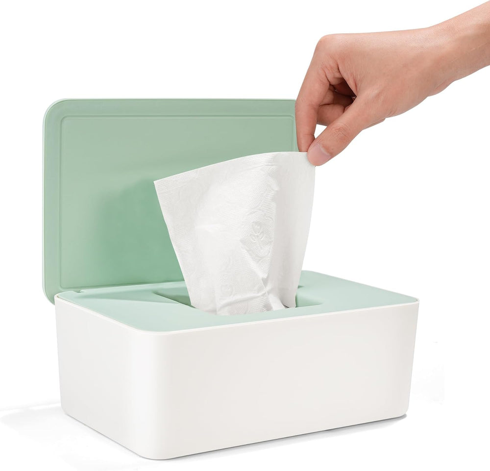 Nedves törlőkendő doboz fedővel, nedves törlőkendő doboz, baba nedves törlőkendő adagoló, vízálló és zárt tárolódoboz, nedves törlőkendő adagoló fürdőszobába, konyhába, fehér