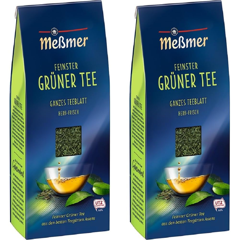 Meßmer Ceai verde fin | Frunze de ceai întregi | 150 g | Proaspăt și aromat | Vegan | Fără gluten | Fără lactoză