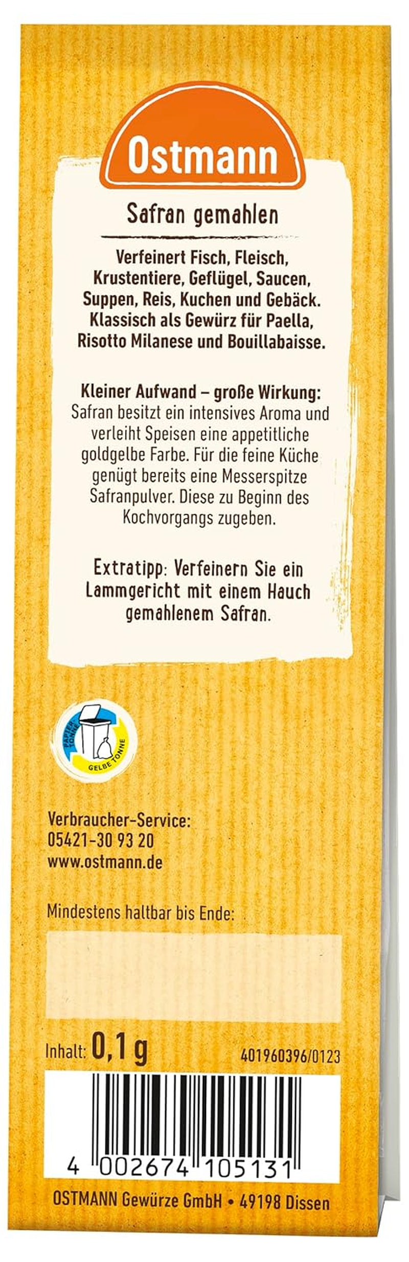 Ostmann Gewürze Saffron Gemahlen, 1 Stück (1 csomag)