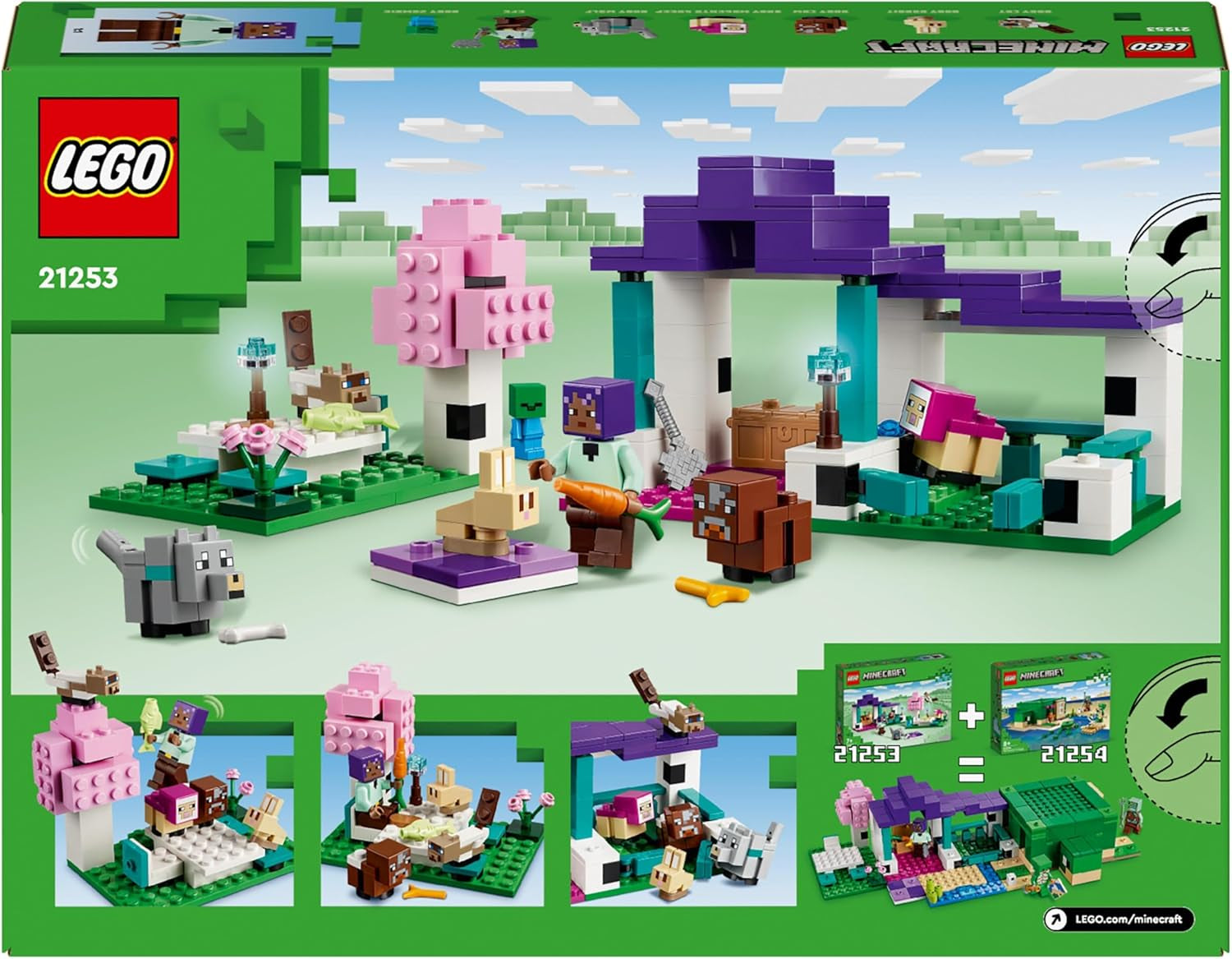 LEGO Minecraft Animal Sanctuary több állatból álló figura játék 7 éves lányoknak és fiúknak játékos gyerekeknek ajándék Plains Biome tégla modellkészlet 21253 Építőkészlet Besuche den LEGO-Store