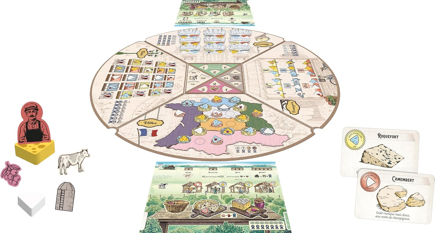 Asmodee - Sajt - Út a hírhedthez - Stratégiai Társasjáték - Munkáselhelyezés - Mestersajt - 14 év feletti korosztály - 1-4 játékos - 40 perc - Francia verzió