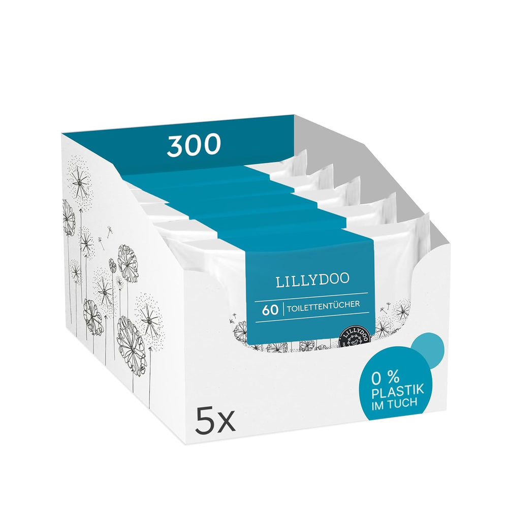 LILLYDOO WC nedves törlőkendők 720 db (12 x 60) 100% műanyag mentes, leöblíthető törlőkendő illatmentes