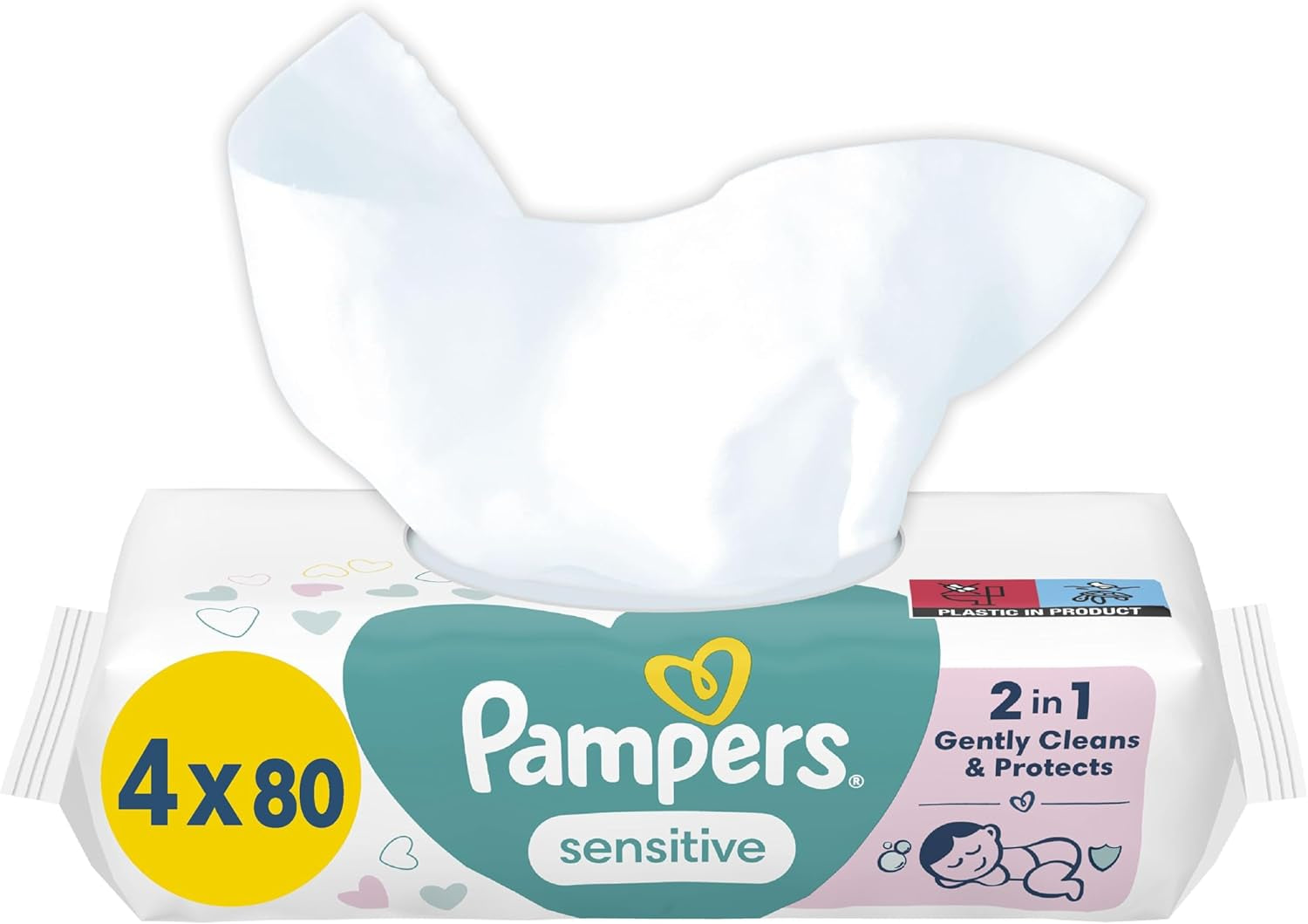 Pampers Sensitive babatörlő, 15 db 80 db-os törlőkendő, 1200 db babatörlő, 2 az 1-ben gyengéd tisztítás és bőrvédelem
