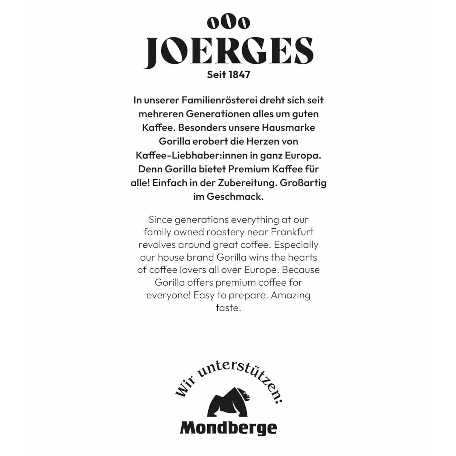 Boabe de cafea Gorilla Espresso Bar Crema - 12 pachete a câte 1000g fiecare