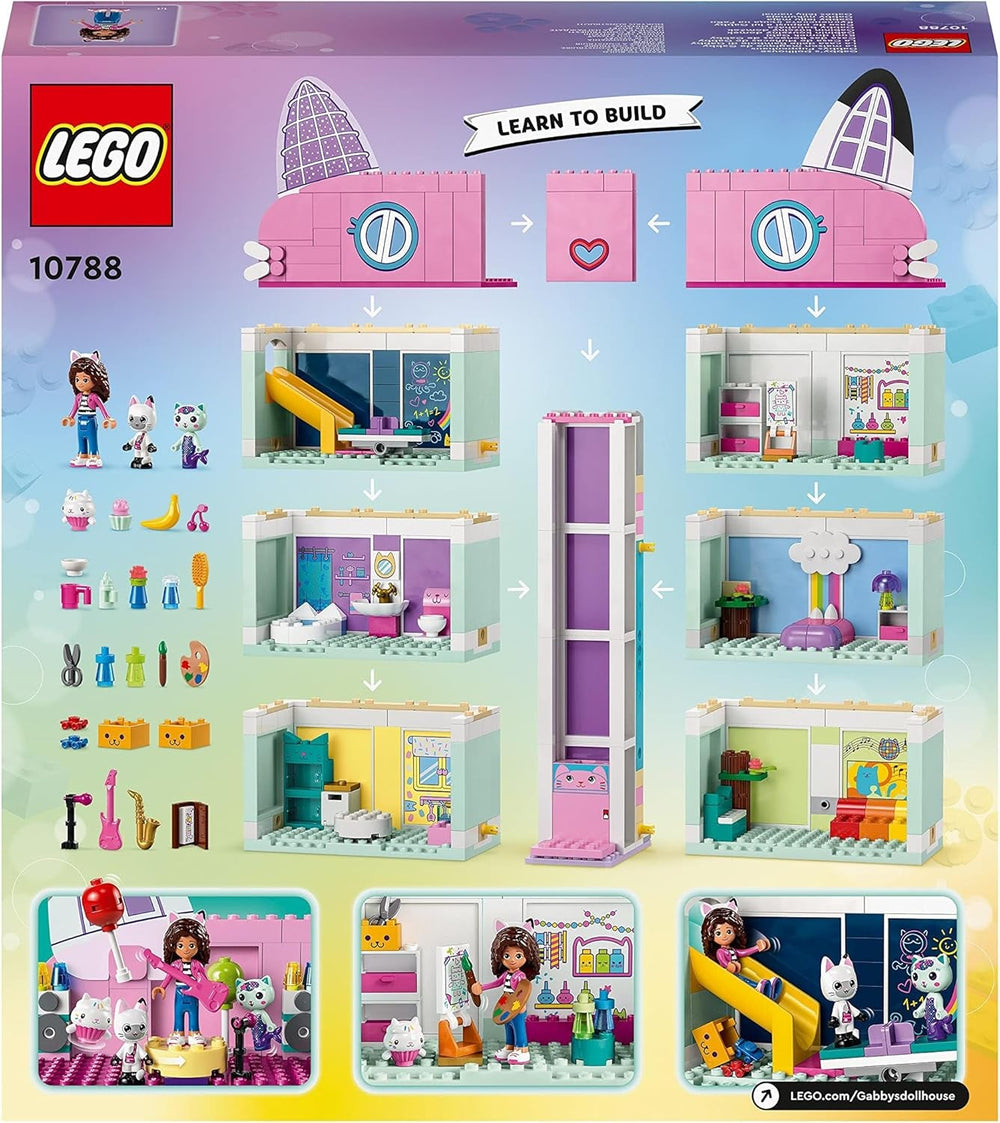 Lego 10788 Gabby babaház játékkészlet, 8 szobás és 4 emeletes Gabby babaházas játék pandival, szurikáta, kuchi figurákkal és kiegészítőkkel, ajándék 4 éves lányoknak, fiúknak és gyerekeknek építőkészletek Besuche den LEGO-Store