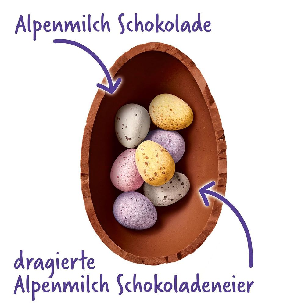 Milkshake Me Egg – alpesi tejcsokoládéból készült mini színes tojásokkal töltött csokoládé tojás – 97g