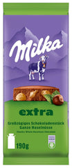 Egész mogyoró csokoládéval Milka Extra - Alpesi tejcsokoládé ropogós egész mogyoróval - 12 x 190g