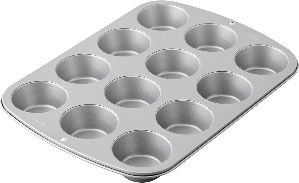 Wilton 03-3118 Cupcake- /Muffin Backform, Recept jobb, Antihaft, 12 Vertiefungen, Grau Formák és tepsi Naty Shop