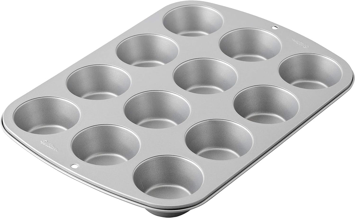 Wilton 03-3118 Cupcake- /Muffin Backform, Recept jobb, Antihaft, 12 Vertiefungen, Grau Formák és tepsi Naty Shop