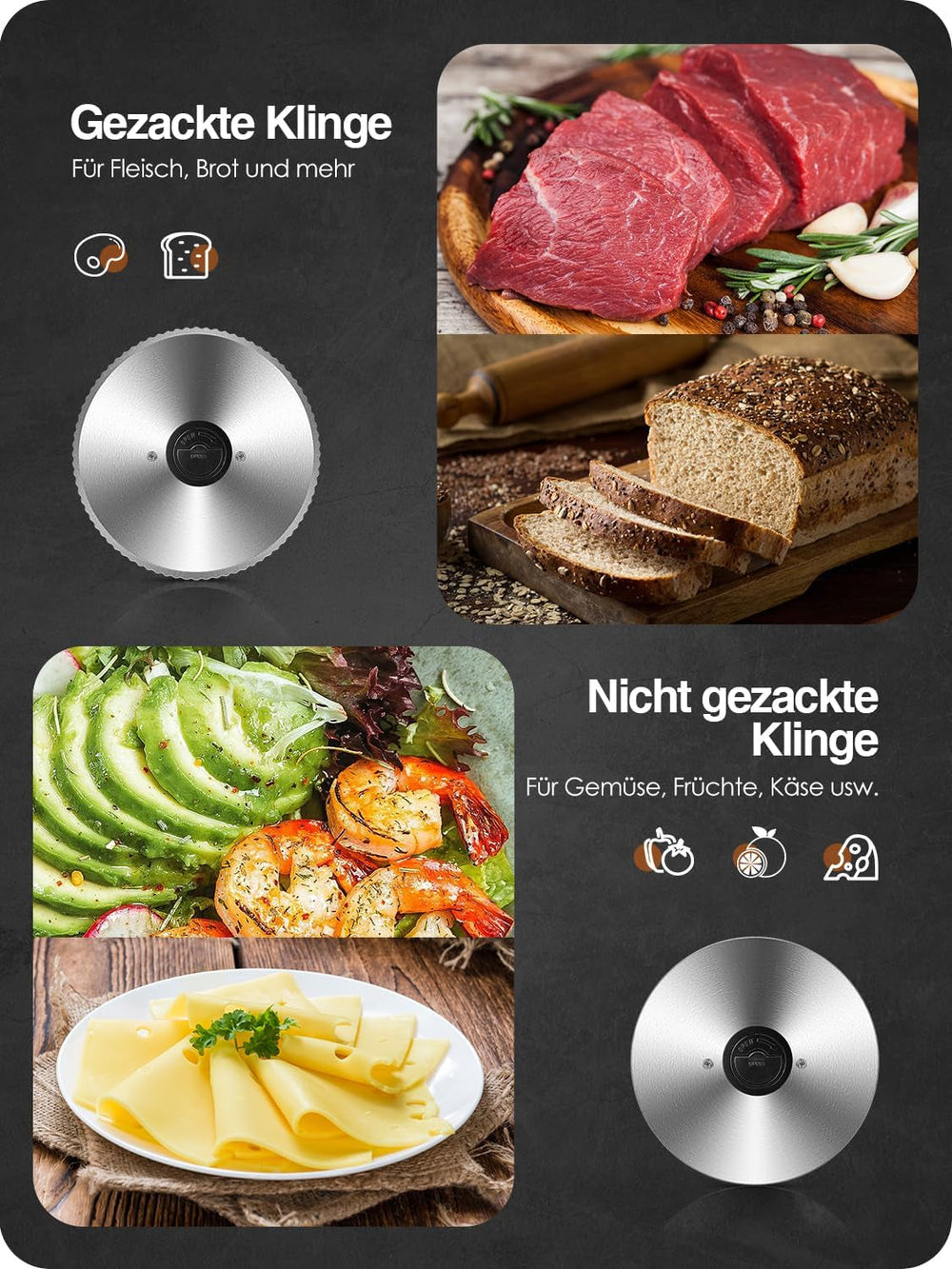 YASHE SL-518, kenyérszeletelő, 2 kivehető penge, állítható vastagság 0-15 mm Reszelő és szeletelő Naty Shop