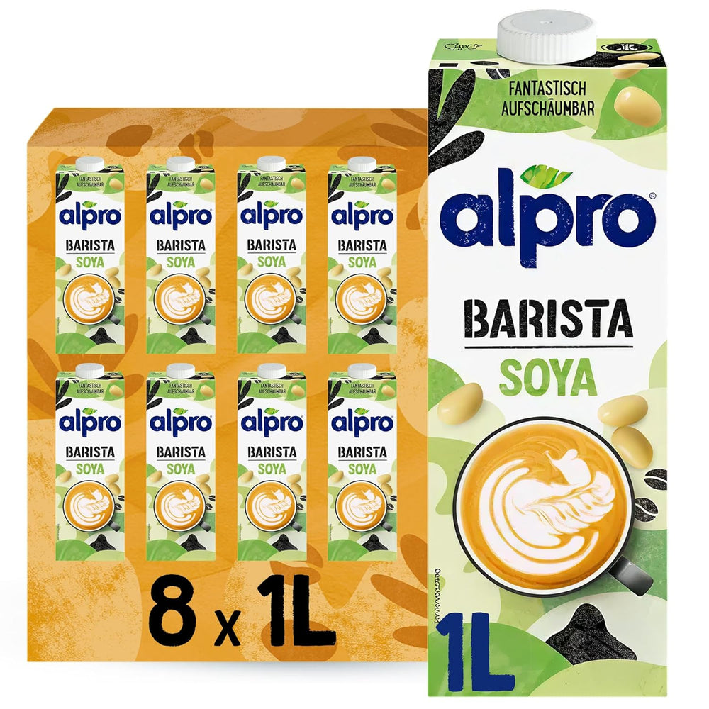 Alpro Barista Haferdrink – Zum Aufschäumen – Vegan und milchfrei – Von Natur aus lactosefrei – Rich an Ballaststoffen, Calcium and Vitaminen – 8 x 1 L – Haltbar