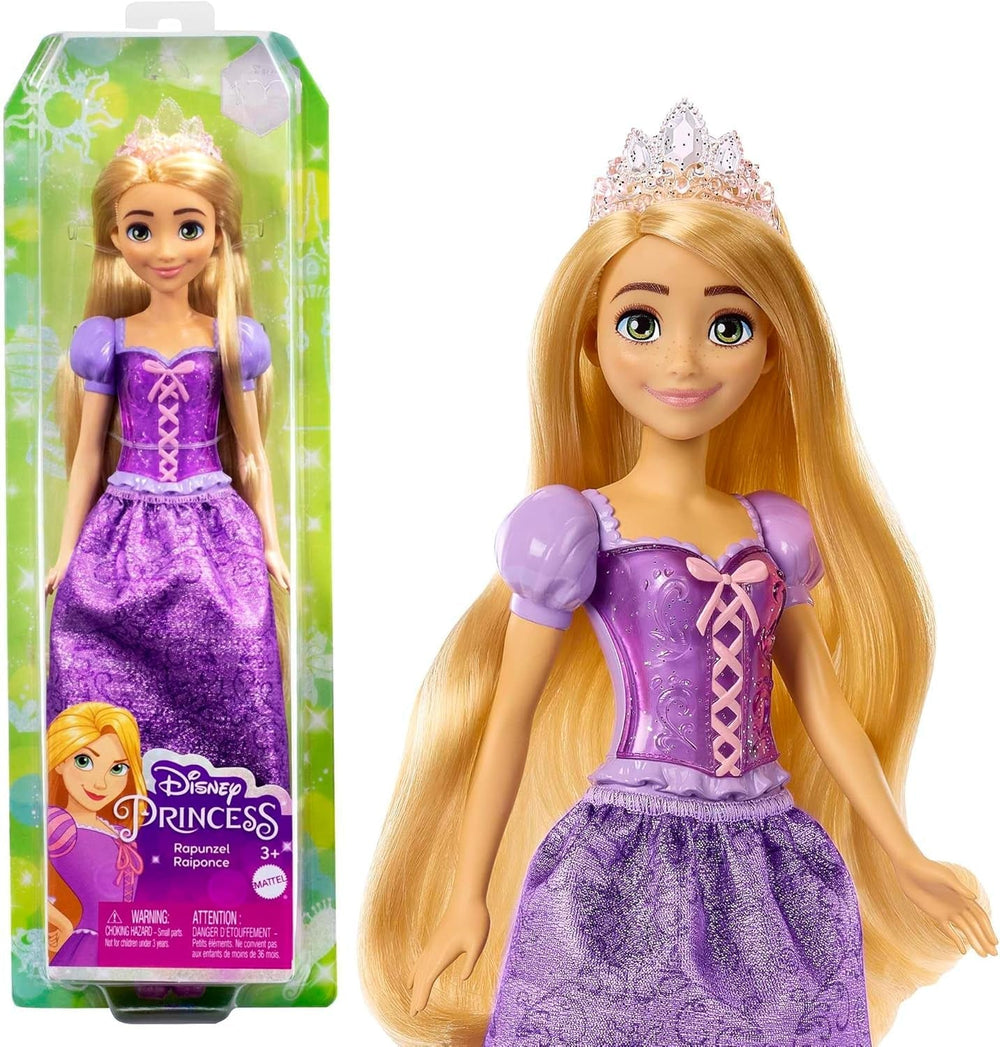 Mattel Disney Princess Rapunzel baba, Hosszú haj formázható, Mobil, Levehető cipők és tiara, Disney ajándékok, Játékok 3 éves kortól, HLW03 Naty Shop Rapunzel Dolls
