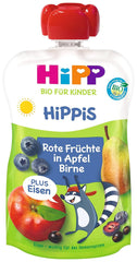 Hipp Organic, áfonya, alma, körte és Iron Willi Raccoon, 6 db-os (6 x 100 G) Mother and Child Naty Shop alapcím
