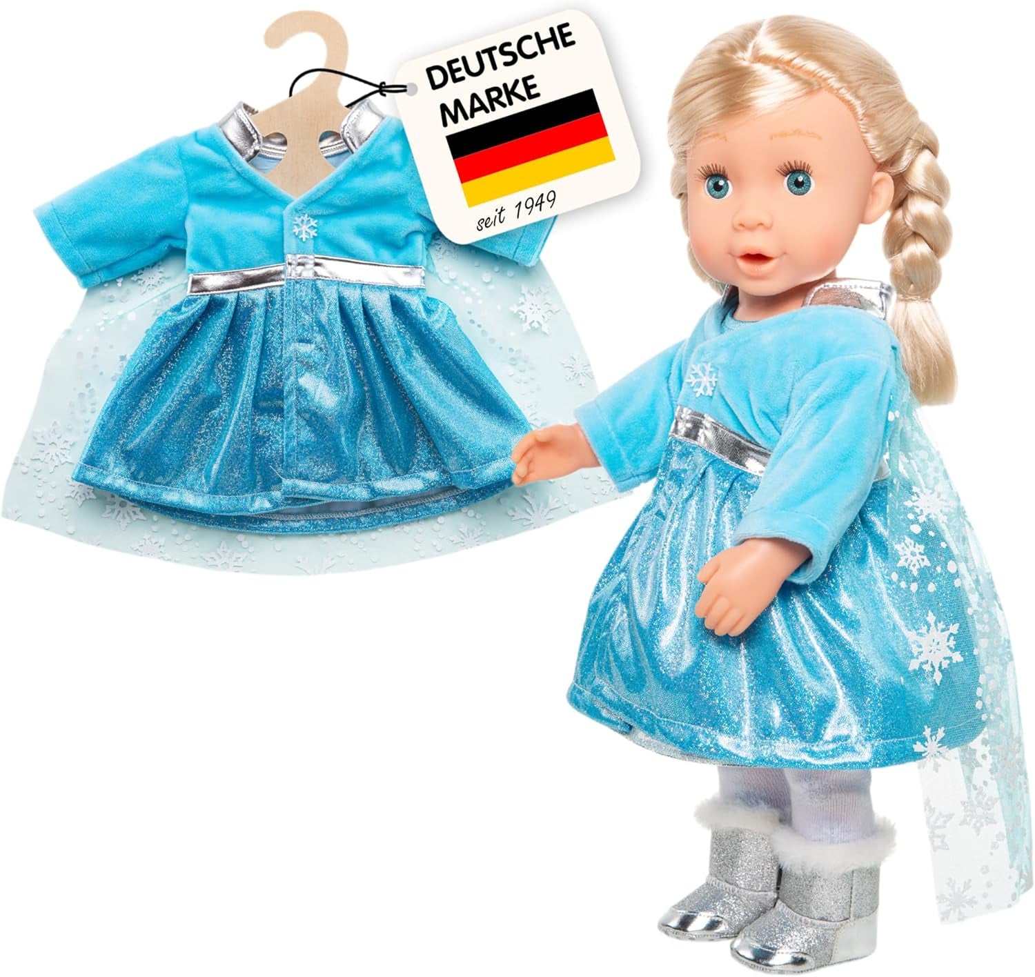Heless 1727 - Mantel Eisprinzessin mit Umhang, für Puppen, Größe 28-35 cm