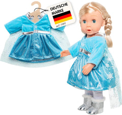 Heless 1727 - Mantel Eisprinzessin mit Umhang, für Puppen, Größe 28-35 cm