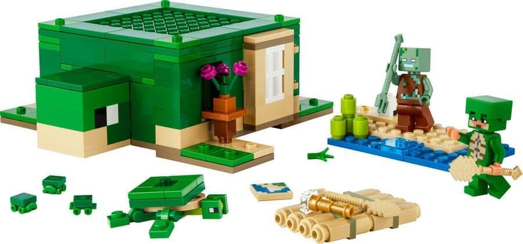 LEGO Minecraft A Turtle Beach House játékház kiegészítőkkel lányoknak és fiúknak 8 éves kortól, készlet állatokkal és a videojáték szereplőivel, ajándék játékosoknak 21254 Építőkészlet Besuche den LEGO-Store