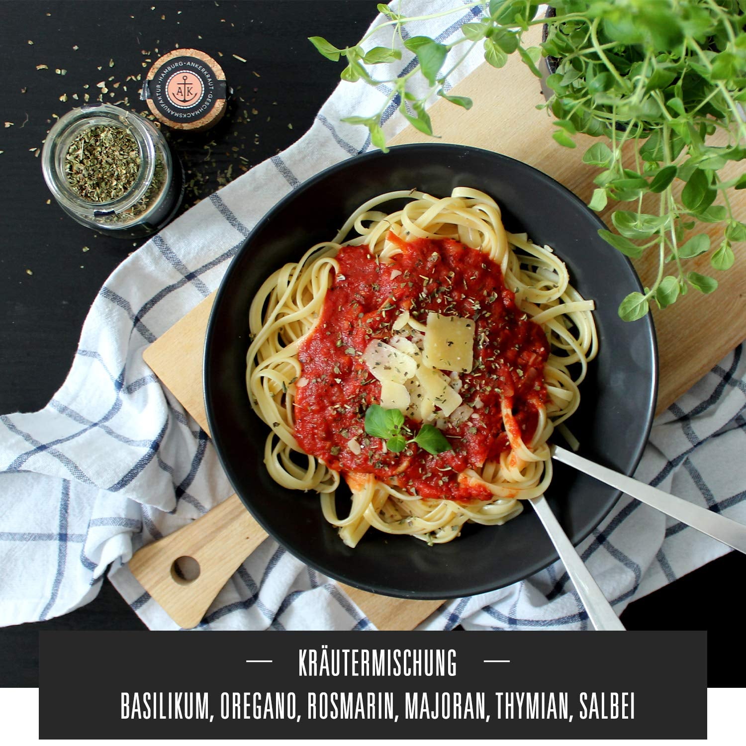 Ankerkraut Italienische Kräuter, mediterranes Universalgewürz für Pasta, Pizza und Salade, 25 g im Korkenglas