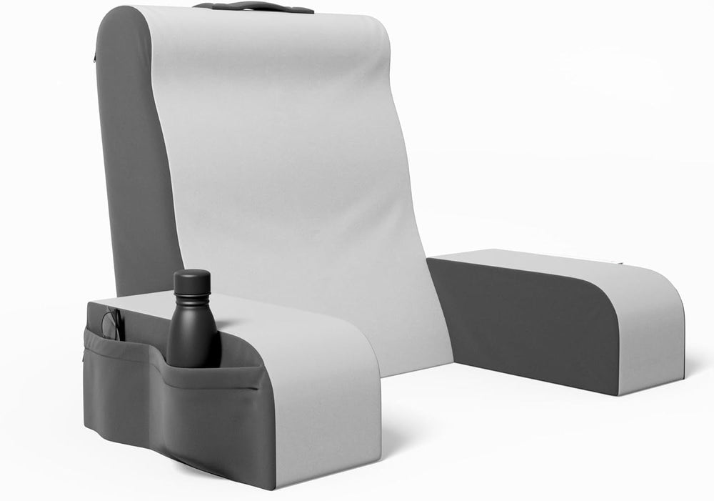 Pernă de citit tip pană, pernă de spătar pentru stat în pat, pernă cu brațe pentru TV, cărți, jocuri, dormitor, suport pentru spate (gri/alb, standard)