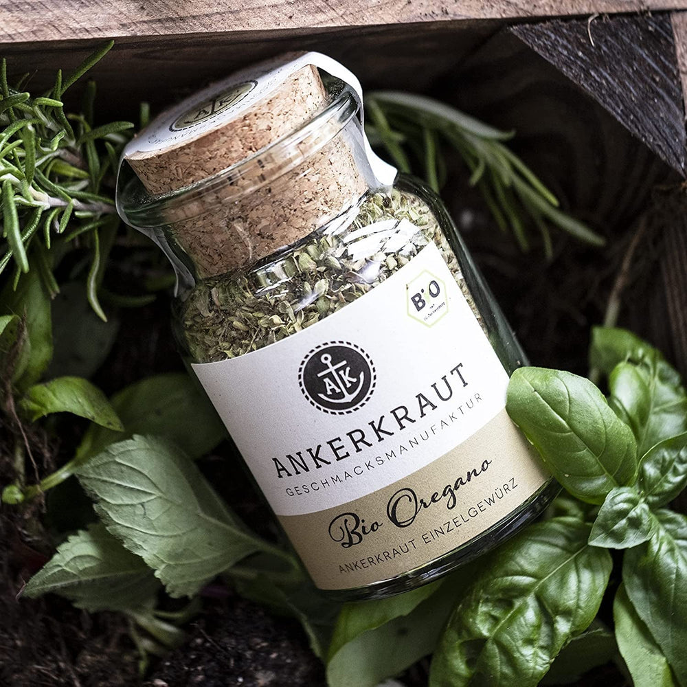 Ankerkraut BIO Oregano, gerebeltes Küchen-Kraut, 15 g im Korkenglas, Bio-Qualität zum selber Würzen, Gewürz mediterrane Küche für Pizza & Pasta